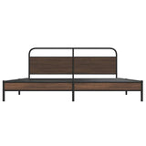 Metal Bed Frame without Mattress Brown Oak 193x203 cm
