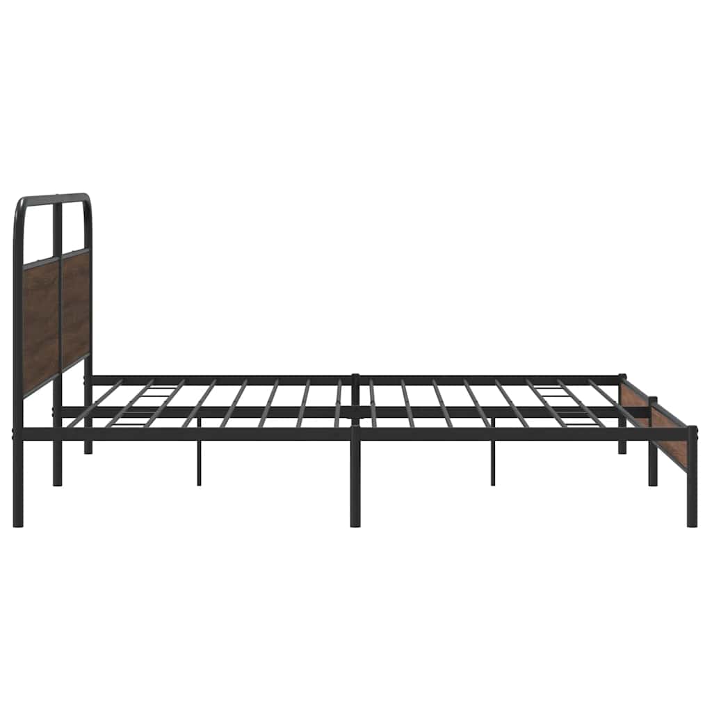 Metal Bed Frame without Mattress Brown Oak 193x203 cm