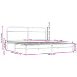 Metal Bed Frame without Mattress Brown Oak 193x203 cm