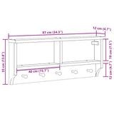 Wall-Mounted Coat Rack Sandnes 87X12X35 Cm Solid Wood Pine