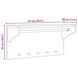Wall-Mounted Coat Rack Sandnes 87X30X42 Cm Solid Wood Pine