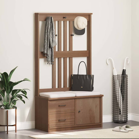 Hall Tree Sandens 87X40X159.5Cm Solid Wood Pine