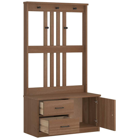 Hall Tree Sandens 87X40X159.5Cm Solid Wood Pine