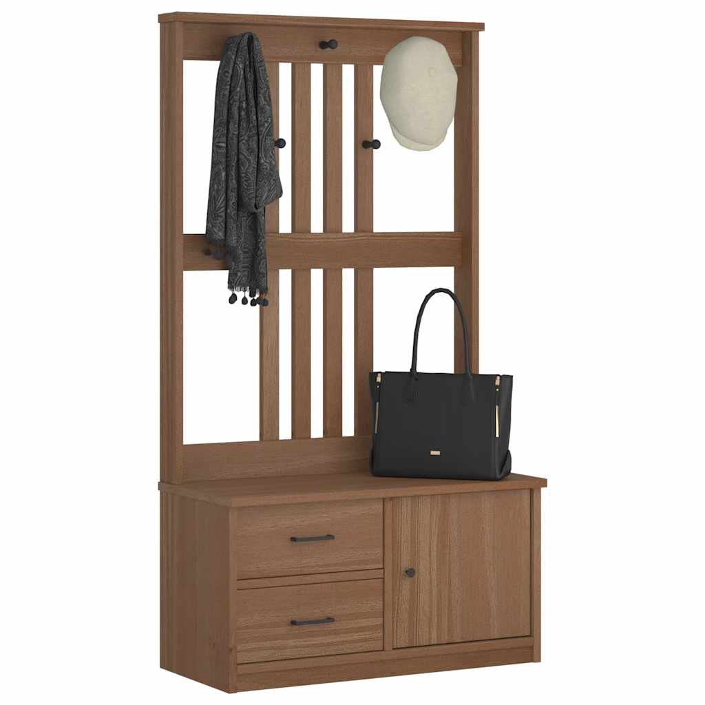 Hall Tree Sandens 87X40X159.5Cm Solid Wood Pine