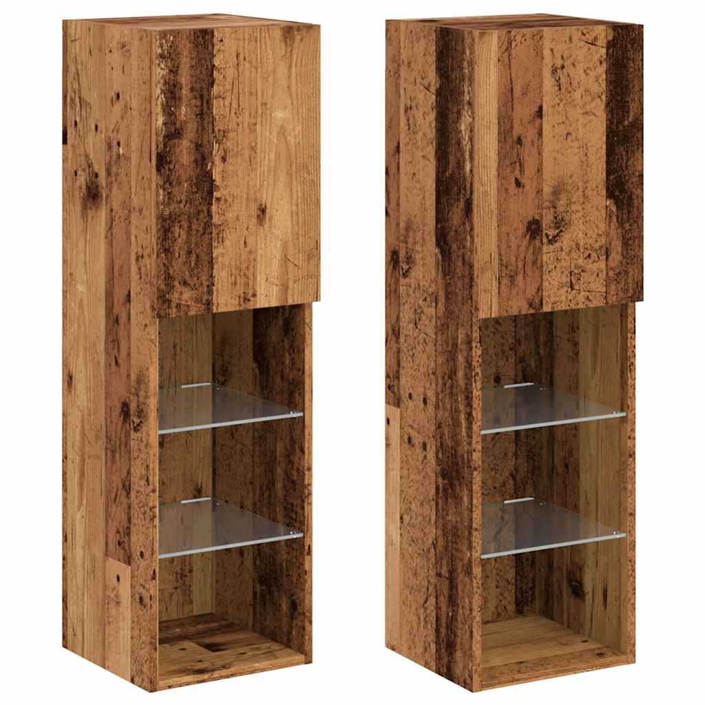 Tv Cabinets With Led Lights 2 Pcs 30.5X30X Old Wood