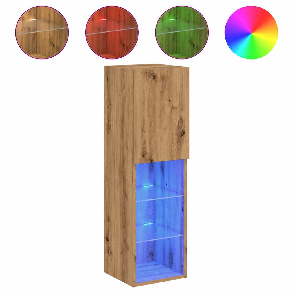 Tv Cabinet With Led Lights Artisian Oak 30.5X30X Artisan Oak