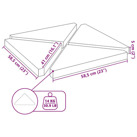 Umbrella Weight Plates 4 Pcs Granite Triangular 14 Kg