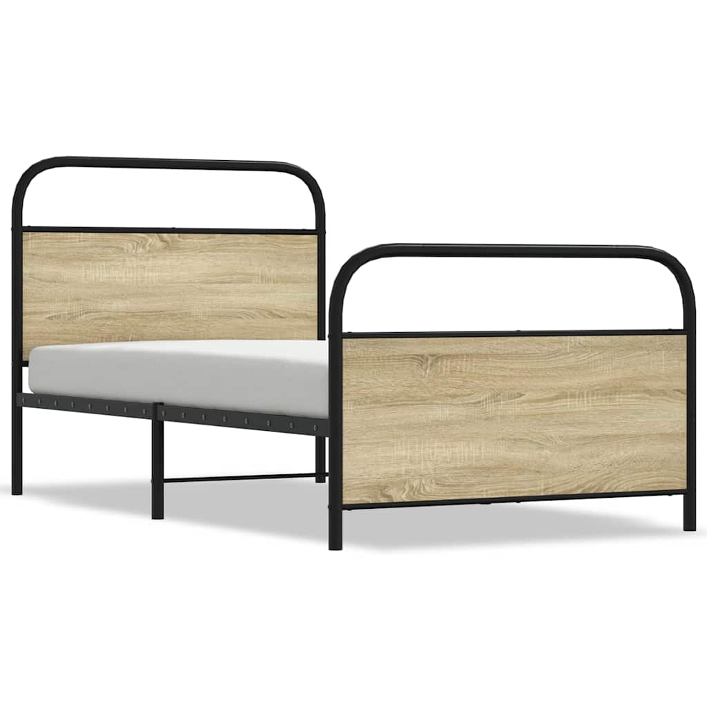 Bed Frame Without Mattress 107x203 cm Sonoma Oak Engineered Wood