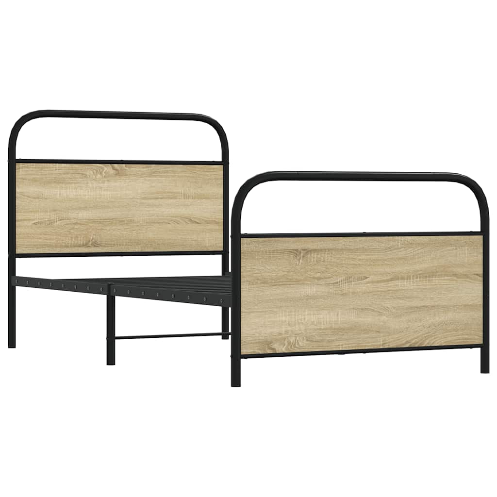 Bed Frame Without Mattress 107x203 cm Sonoma Oak Engineered Wood