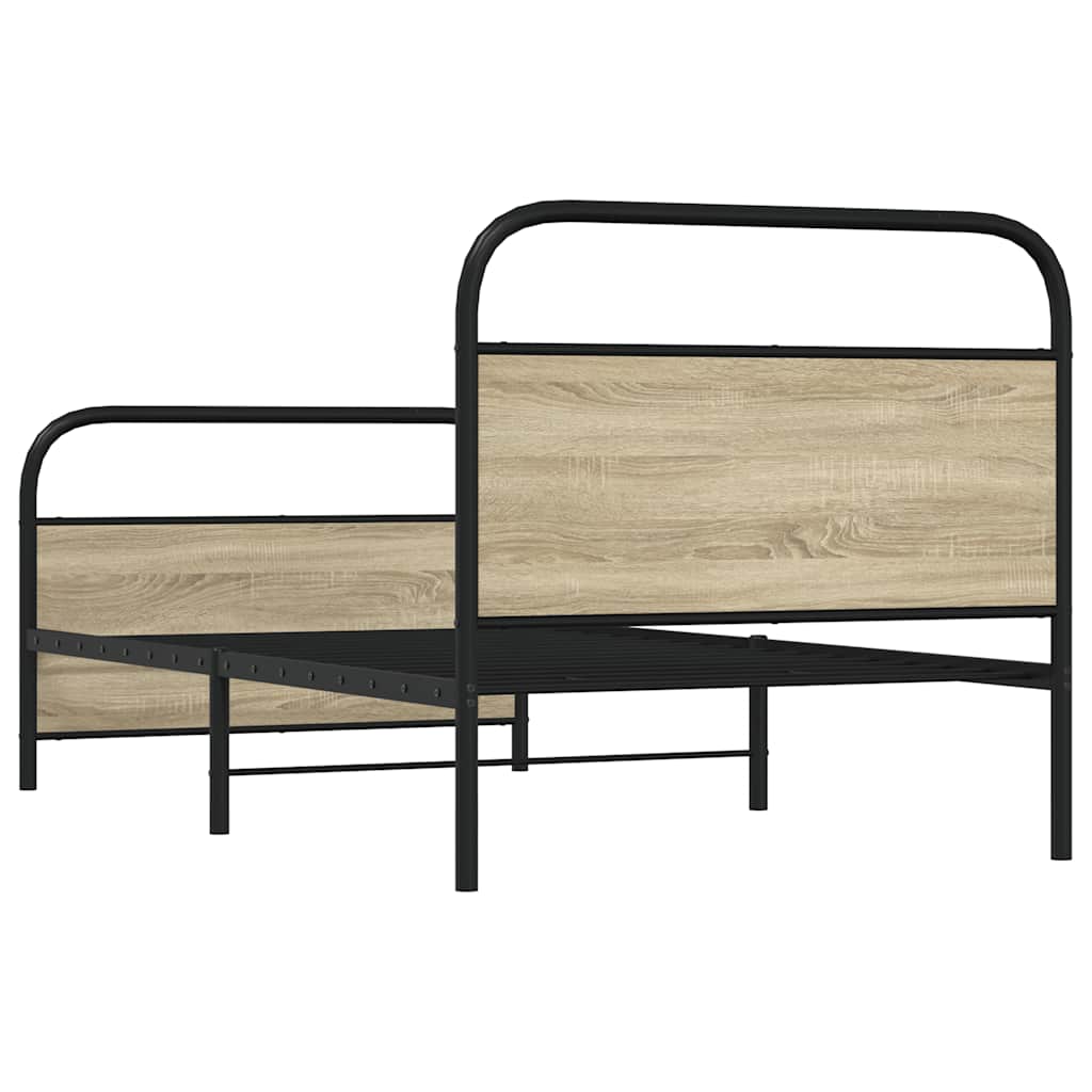 Bed Frame Without Mattress 107x203 cm Sonoma Oak Engineered Wood
