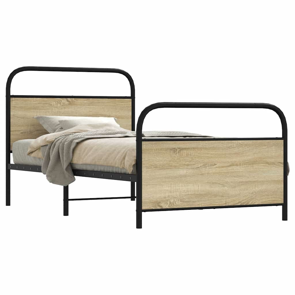 Bed Frame Without Mattress 107x203 cm Sonoma Oak Engineered Wood