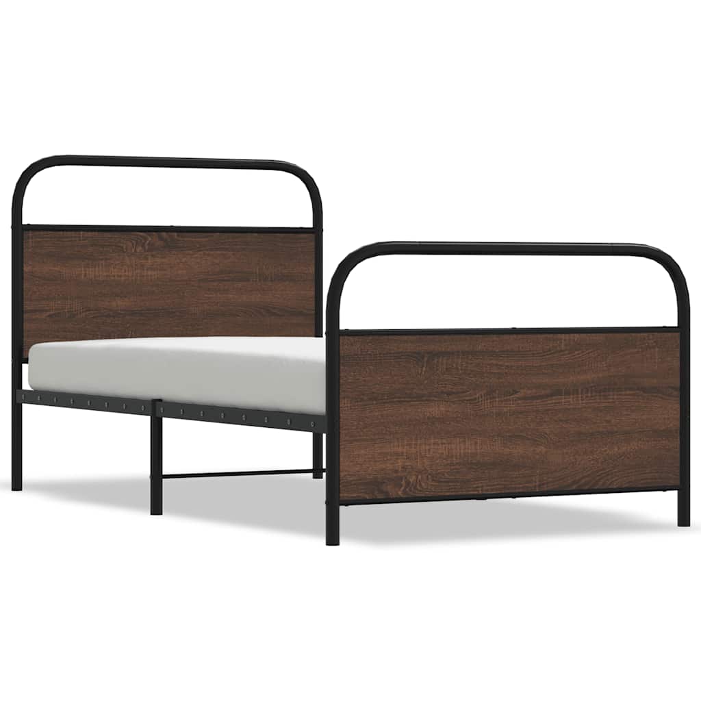 Bed Frame Without Mattress 107x203 cm Brown Oak Engineered Wood