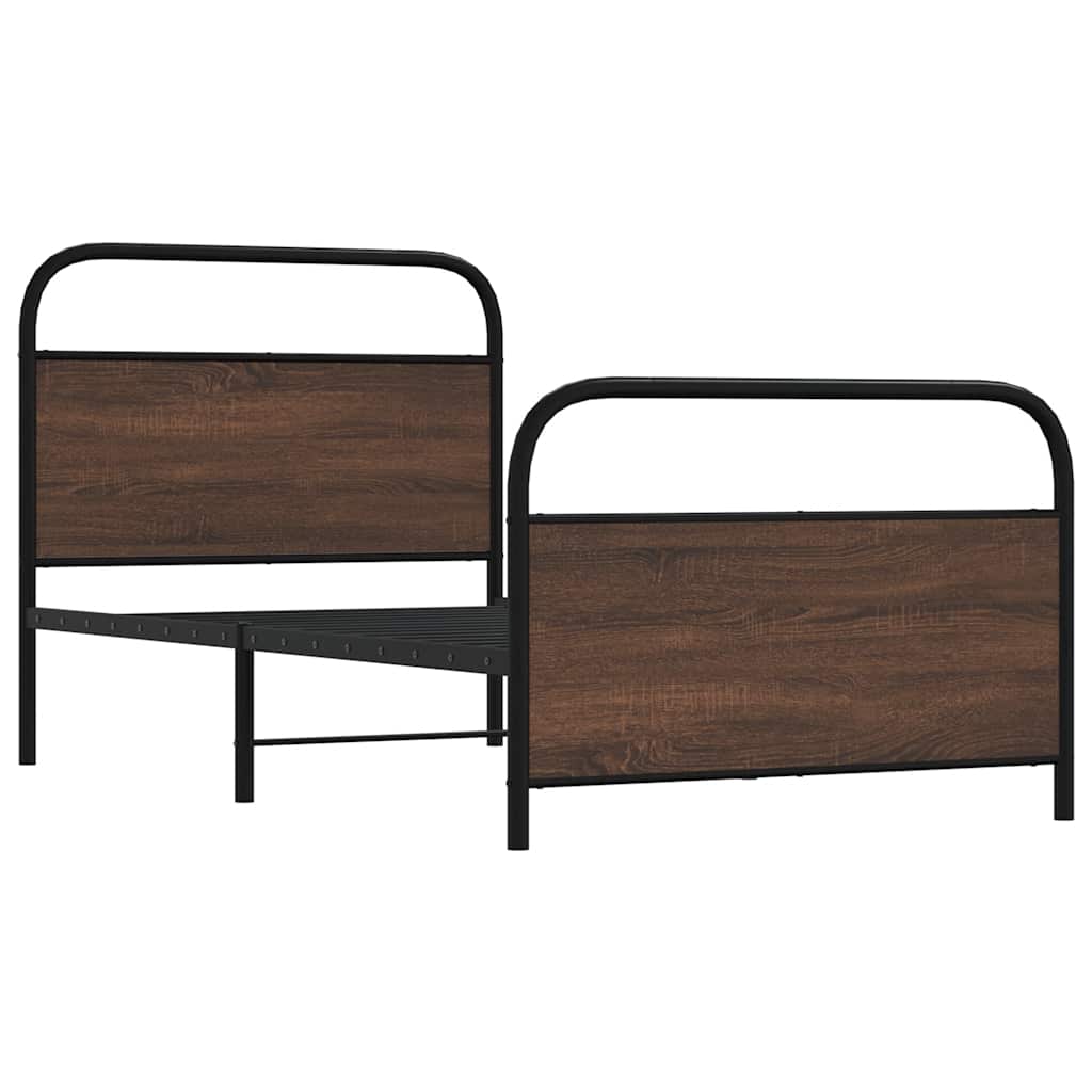 Bed Frame Without Mattress 107x203 cm Brown Oak Engineered Wood