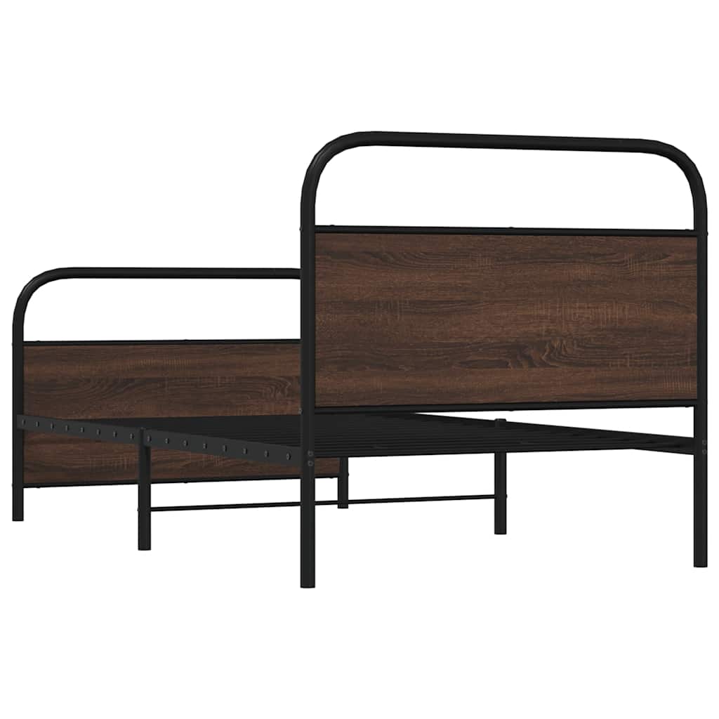 Bed Frame Without Mattress 107x203 cm Brown Oak Engineered Wood