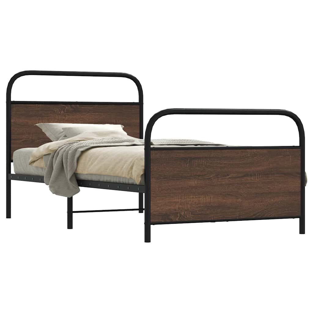 Bed Frame Without Mattress 107x203 cm Brown Oak Engineered Wood