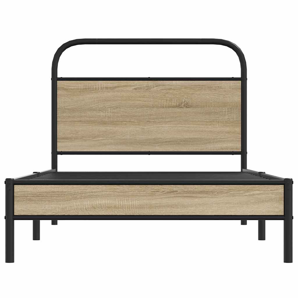 Bed Frame Without Mattress 100x200 cm Smoked Oak Engineered Wood