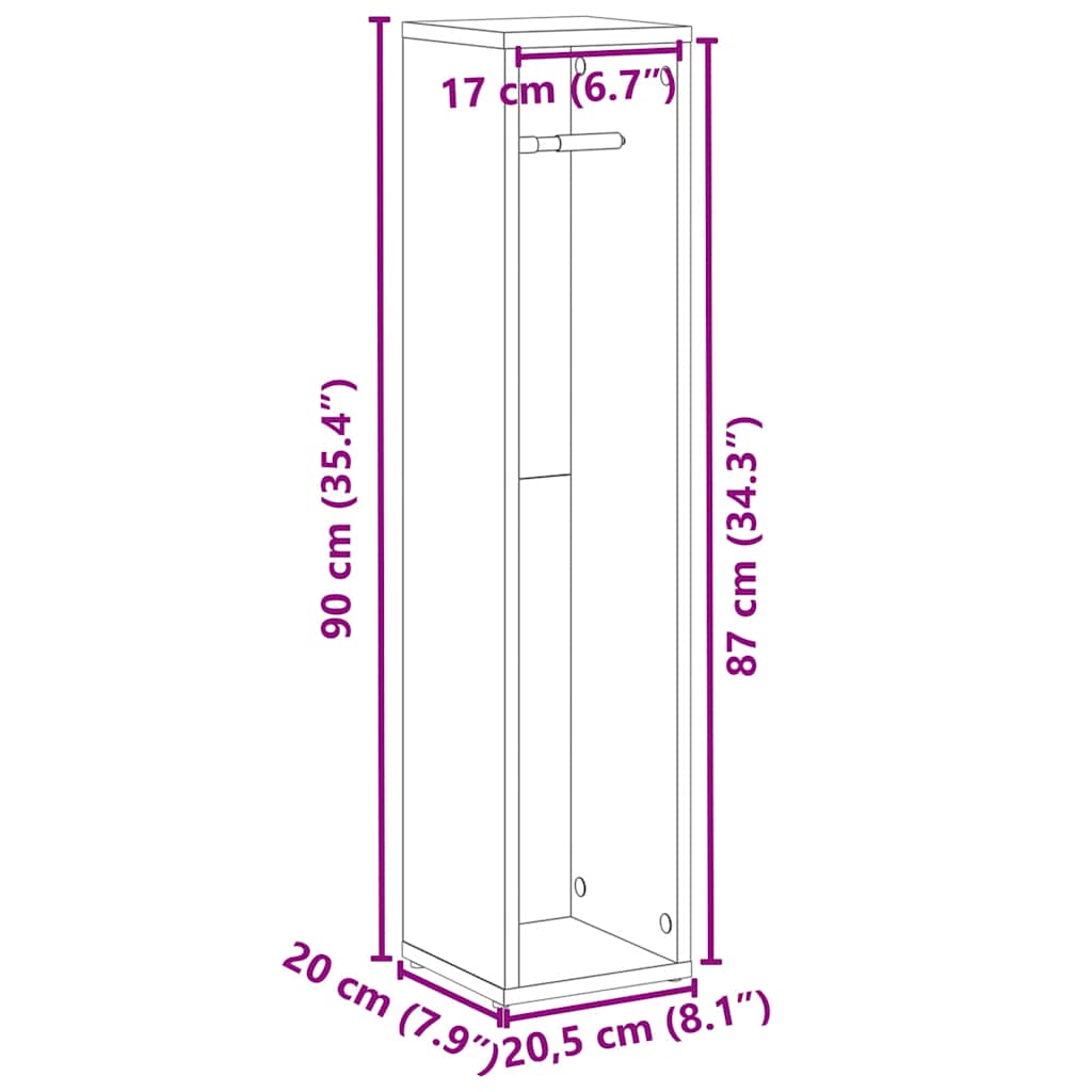 Bathroom Cabinet With Roll Holder 20.5X20X90 Cm