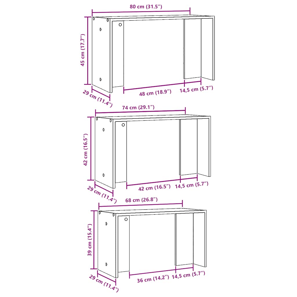 Nesting Tables 3 pcs Smoked Oak Engineered Wood