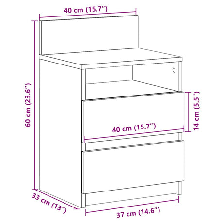 Bedside Cabinets 2 Pcs With 2 Drawers 40X33X60 Cm