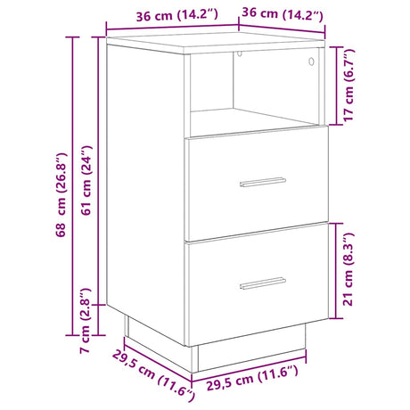 Bedside Cabinets 2 Pcs With 2 Drawers 36X36X68 Cm