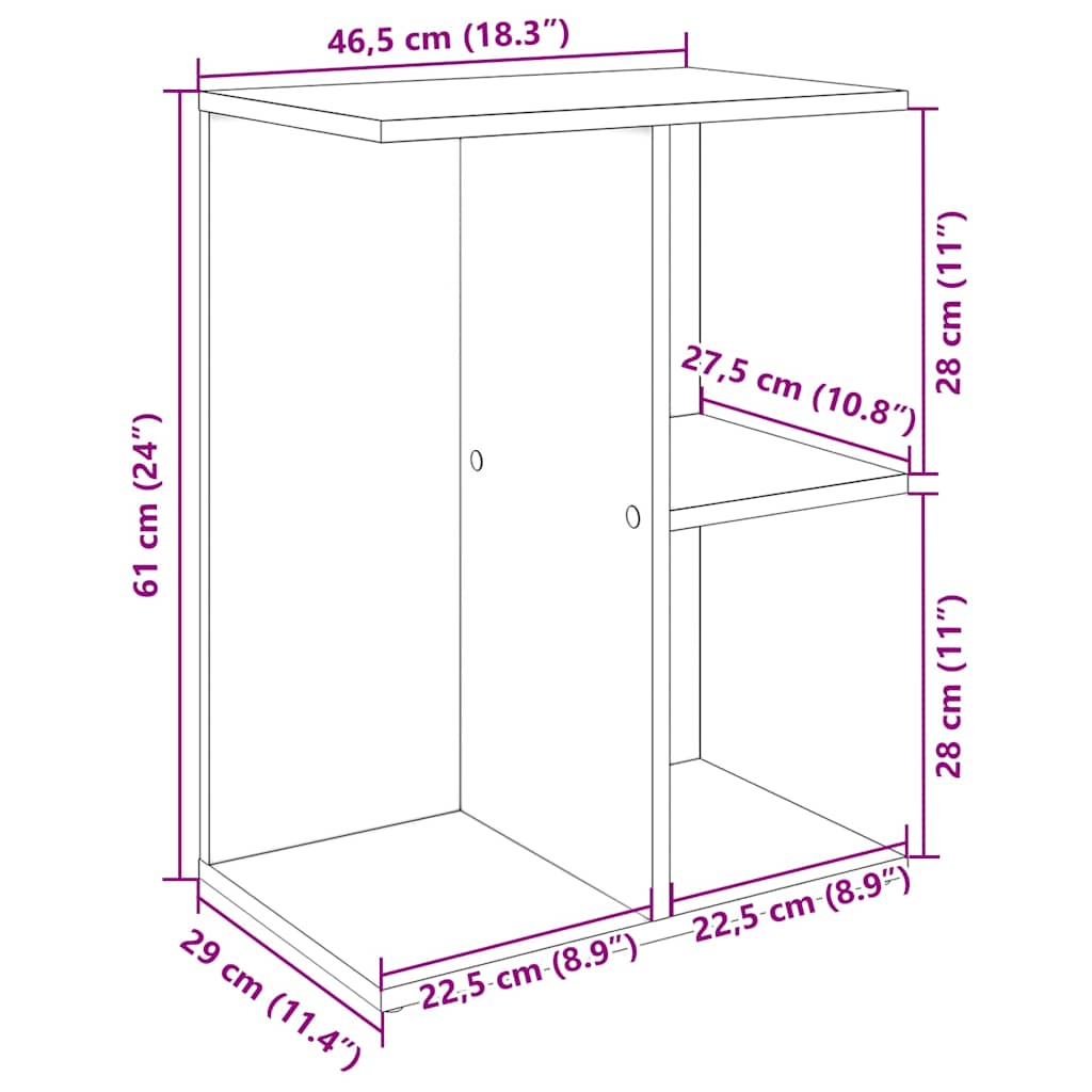 Bedside Table 46.5X29X61 Cm Engineered Wood