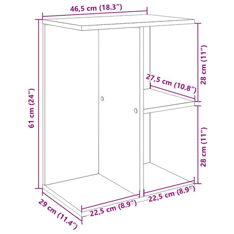 Bedside Table 46.5X29X61 Cm Engineered Wood