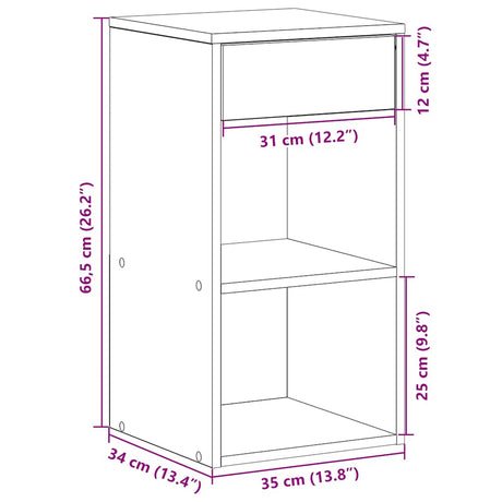 Bedside Cabinet With Drawer 35X34X66.5 Cm