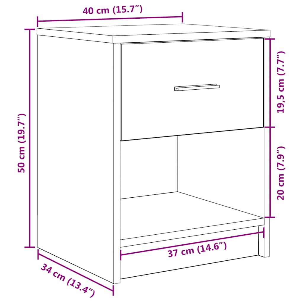 Bedside Cabinets 2 Pcs With Drawer 40X34X50 Cm