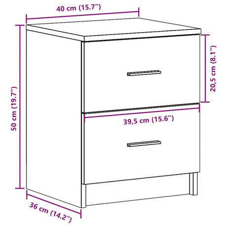 Bedside Cabinet With 2 Drawers 40X36X50 Cm