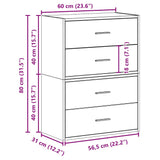 Cabinets with 2 Drawers 2 pcs Black Oak 60x31x40 cm Engineered Wood
