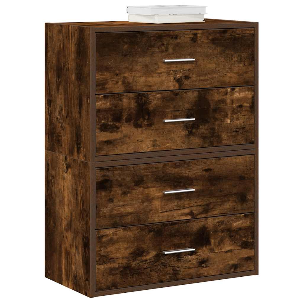Cabinets With 2 Drawers 2 Pcs Oak 60X31X40 Cm Engineered Wood