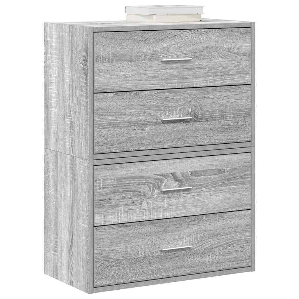 Cabinets With 2 Drawers 2 Pcs Oak 60X31X40 Cm Engineered Wood