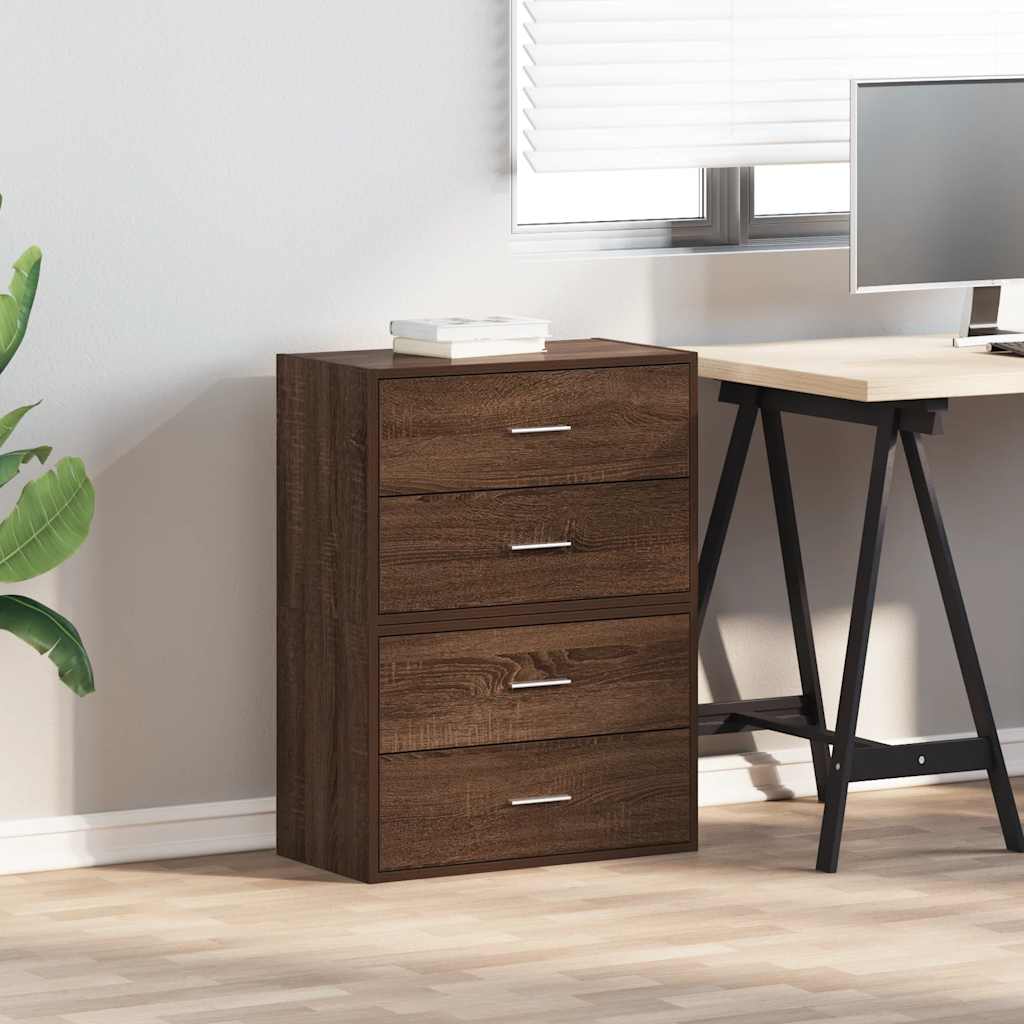 Cabinets with 2 Drawers 2 pcs Brown Oak 60x31x40 cm Engineered Wood