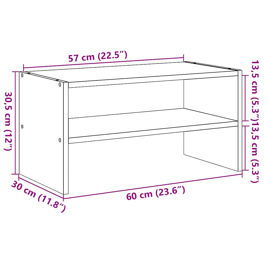 Shoe Rack Stackable Oak 60X30X30.5 Cm