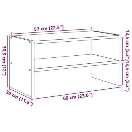 Shoe Rack Stackable Oak 60X30X30.5 Cm