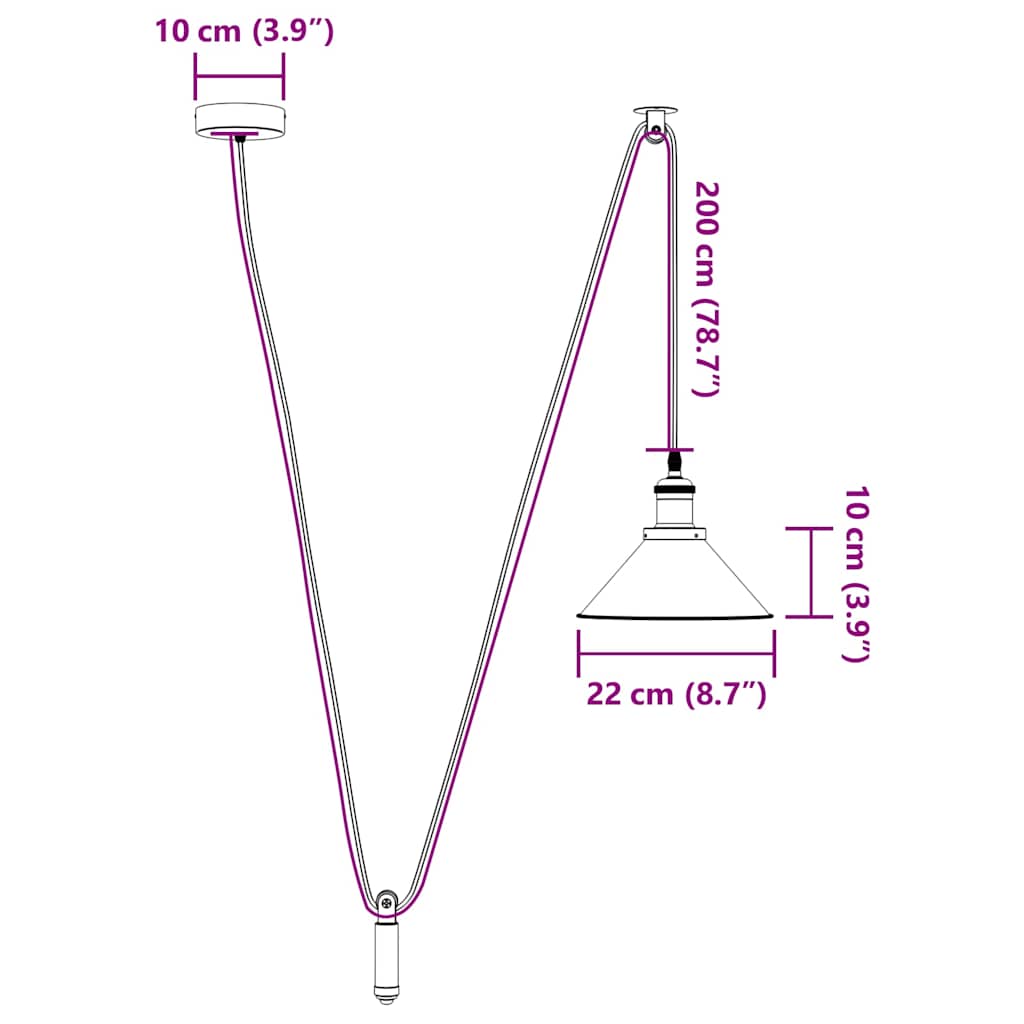 Pendant Lamp Height Adjustable E27 Ø 22 Cm Metal