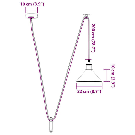Pendant Lamp Height Adjustable E27 Ø 22 Cm Metal