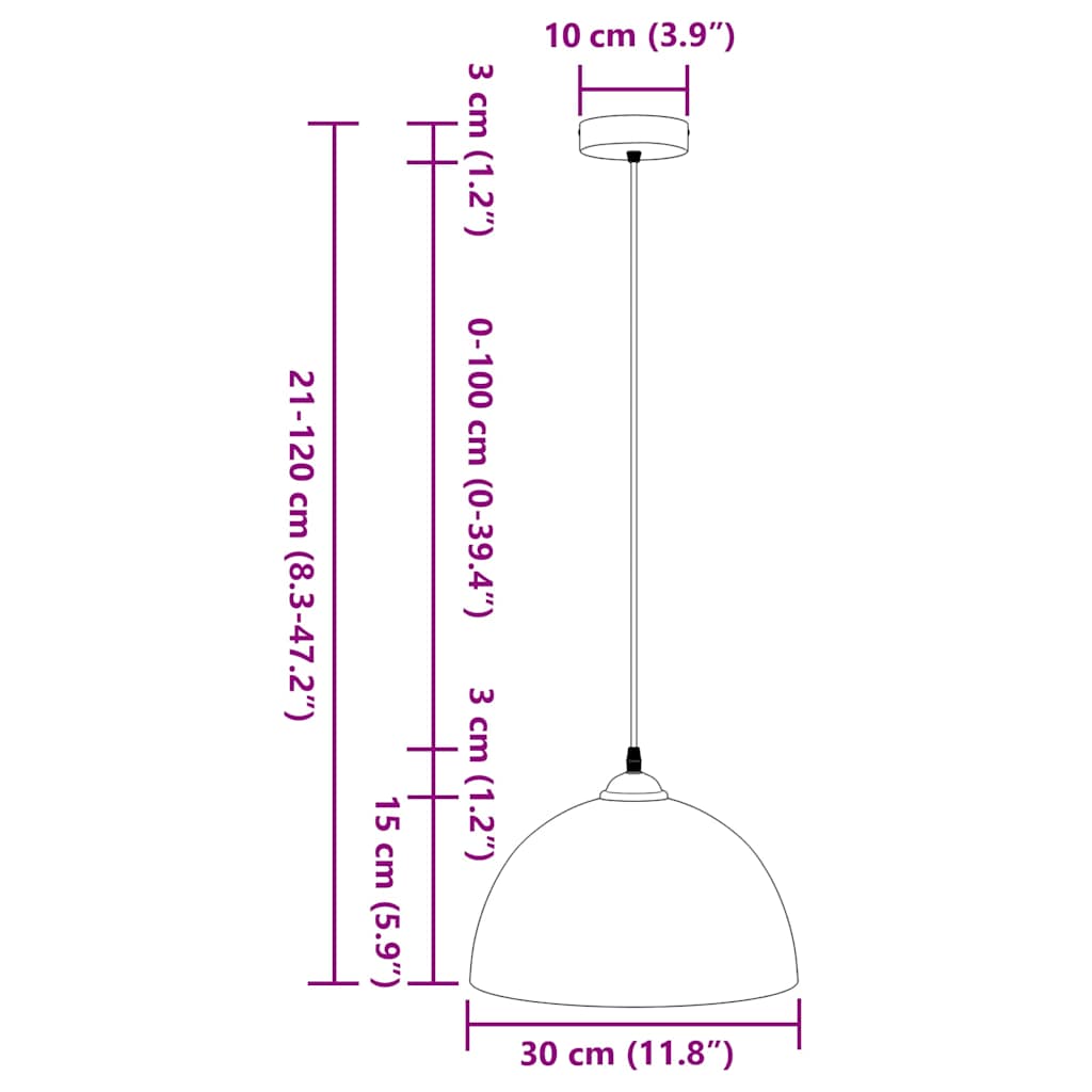 Pendant Lamps 2 Pcs Height Adjustable E27 Ø 30 Cm Metal