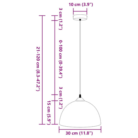 Pendant Lamps 2 Pcs Height Adjustable E27 Ø 30 Cm Metal