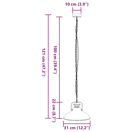 Pendant Lamp E27 Black Ø 31 Cm Iron