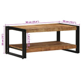 Coffee Table 90X50X38 Cm Solid Rough Wood Mango