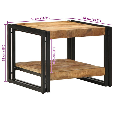 Coffee Table 50X50X38 Cm Solid Rough Wood Mango