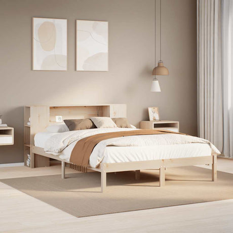 Bookcase Bed Without Mattress King Size Solid Wood Pine