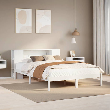 Bookcase Bed Without Mattress King Size Solid Wood Pine