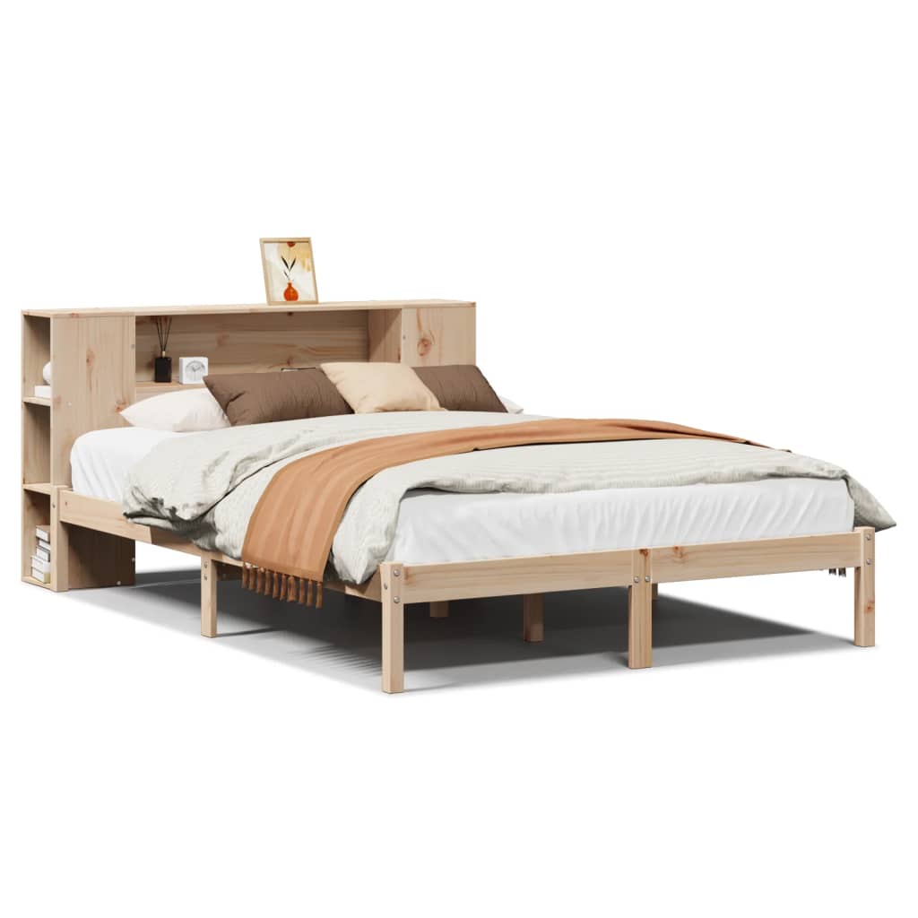 Bookcase Bed Without Mattress King Size Solid Wood Pine