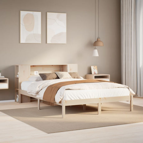 Bookcase Bed Without Mattress King Size Solid Wood Pine