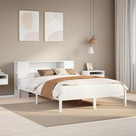 Bookcase Bed Without Mattress King Size Solid Wood Pine