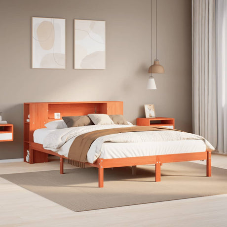 Bookcase Bed Without Mattress King Size Solid Wood Pine