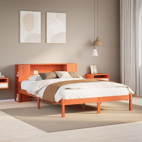 Bookcase Bed Without Mattress King Size Solid Wood Pine