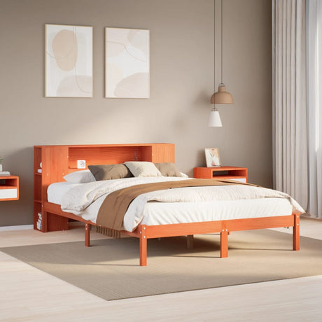 Bookcase Bed Without Mattress King Size Solid Wood Pine